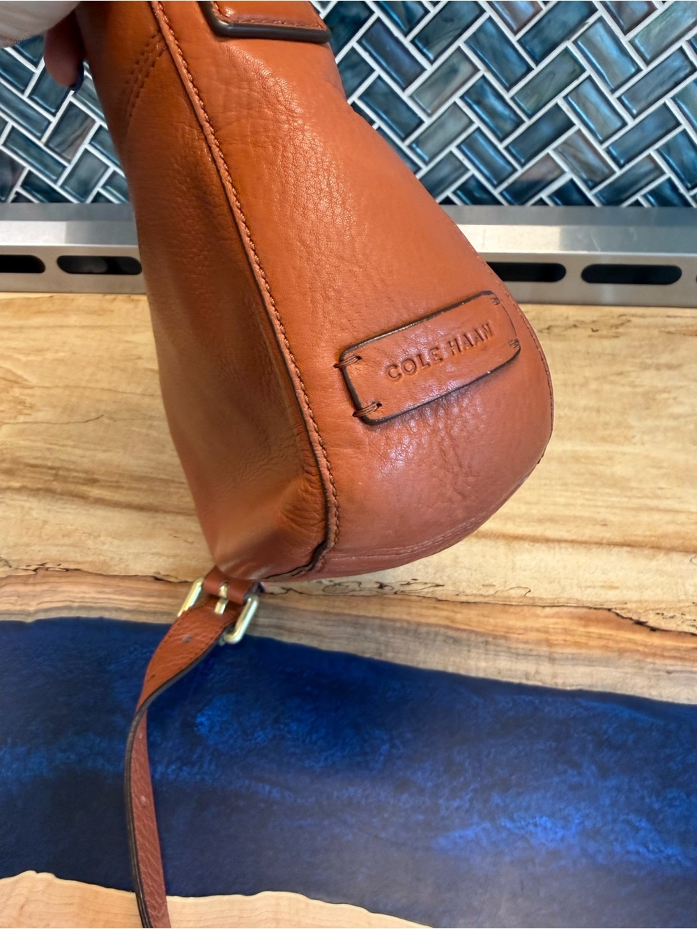 Cole Haan Cognac Leather Crossbody Bag - Picture 9 of 11
